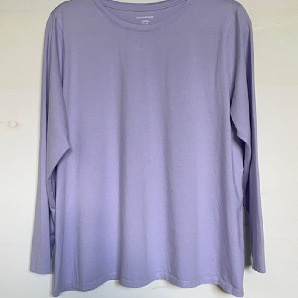 Eileen Fisher Organic Pima Cotton Jersey Long-Sleeve Tee - Picture 2 of 4